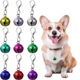 Pet Bells, 9PCS Cat Dog Collar Bells Colourful Pet Small Bell Charm Pets Pendant Metal Round Collar Charms Keychain Hanging Lobster Buckle for Puppy Pets