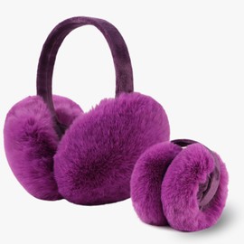 Yuoahcn Women Winter Ear Muffs Faux Fur Warm Earmuffs Lady Girls Plush Ear Warmers Outdoor Ear Covers Headband (Purple)