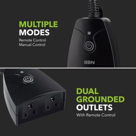 HBN Outdoor Wireless Remote Control Outlet Plug,Weatherproof Heavy Duty Power Strip,Indoor Electrical Plugs for Light Switch,6-inch Cord,100ft Range, ETL Listed(15A,Dual 3-Prong Outlets,3Packs)