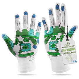 Hand Reflex Zone Gloves for Hand Reflexology Massage German Lettering Soft Cotton Large