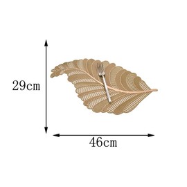 Hosoncovy 4 Pack Decorative Leaf Placemats PVC Placemats Hollow Dining Table Place Mats Heat Resistant Non-slip Dining Placemats Reusable Table Mats for Home Kitchen (Gold)