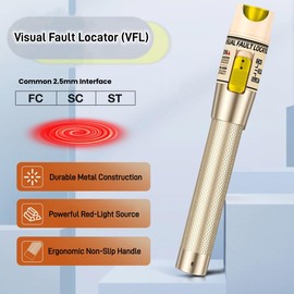 Visual Fault Locator, VFL Fiber Optic Tester Kit - Include Single Mode 9/125um FC Male to LC Female Adapter, Light Pen for Fiber Network Cable Test