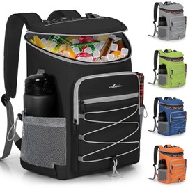 ITHWIU Cooler Backpack, Lightweight Leakproof Cooler Backpack for 30 Can Drinks (330ml), Insulated Soft Backpack for Camping, Beach, Travel, Hiking, Black