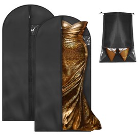 Livdouyu Pack of 2 Garment Bags with Shoe Bag, 140 x 60 cm Garment Bag with Zip, Water Dustproof Garment Bags, Foldable Dust Cover for Storage, Clothes Cover for Dresses, Shirts