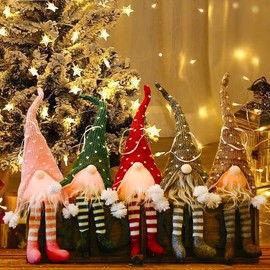 KUPETO Gnomos Navideño con Luz LED, 5 Piezas Adornos navideños para arbol de Navidad Hechos a Mano decoración de Mesa de Navidad Interior, Decoracion Navidad Hogar Regalos de Navidad (5 Colores)