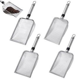 DASIAUTOEM 4 Stück Gartensieb aus Edelstahl, Gartensieb Erde, Kompostsieb aus Edelstahl für Erde, Kompost, Kompostsieb mit Griff Gartensieb, mit 4 austauschbare Siebeinsätze (2/2.8/3.8/5mm Masche)