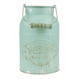 JSY-UP Green Galvanized Metal Farmhouse Flower Vases - Rustic Decorative French Flower Bucket Pots for Wedding Table Centerpiece Decorations, Home Decor