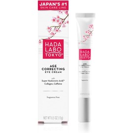 Hada Labo Tokyo Crema correctora de edad para ojos, 0.5 onzas líquidas, con súper ácido hialurónico, cafeína, colágeno y pigmentos difusores de luz, ligero y sin fragancia grasosa (el embalaje puede variar)