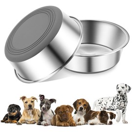 AKONE Dog Bowl Stainless Steel Set of 2 Feeding Bowls Dog Non-Slip Dog Bowl Water Bowl for Dogs and Cats (480 ml)