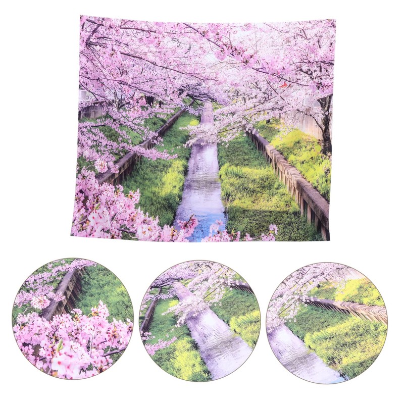 LABRIMP Cherry Blossom Decorative Hanging Tapestry Versatile Photo Background Cloth