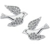 Vinani 2OSK Bird Stud Earrings with White Zirconia Elegant Shiny