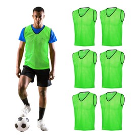 GSi Training Pinnies for Soccer, Basketball, Football Jerseys (Pack of 6) for Youth & Adults - Large Sports Bibs -5 Colors