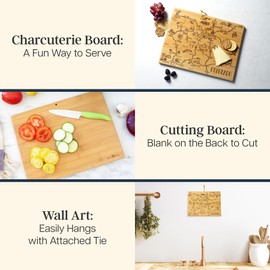 Totally Bamboo Destination Colorado Shaped Cutting Board – Bamboo Charcuterie and Serving Board with Hang Tie for Wall Display