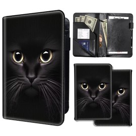 Server Books for Waitress,PU Leather Waiter Book Server Wallet with Zipper Pocket,Cute Waitress Book&Waitstaff Organizer with Money Pocket Fit Server Apron,Big Cat Eyes
