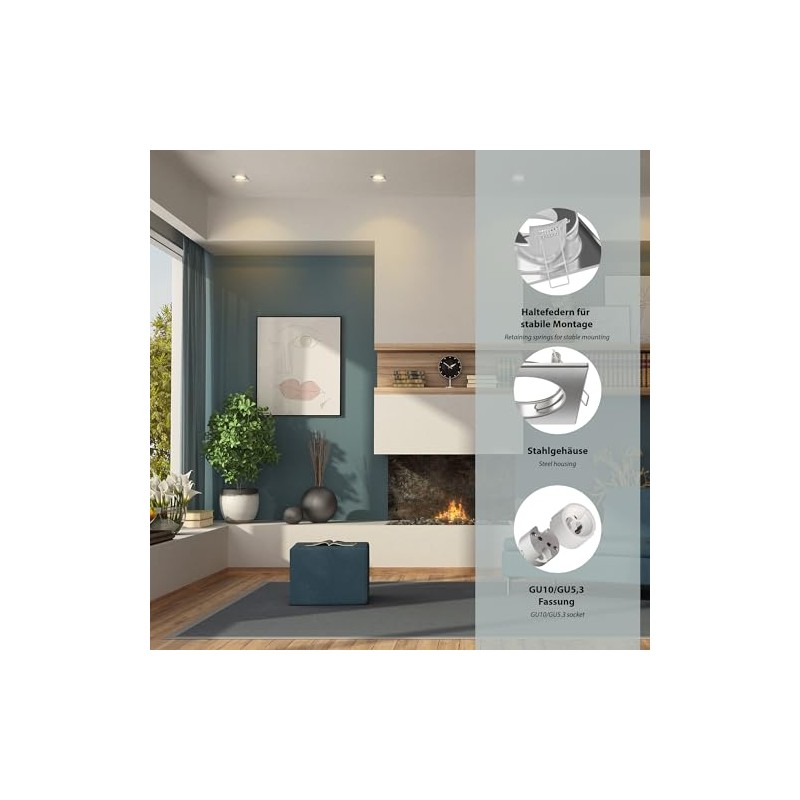 ledscom.de RIR Ceiling Mounting Frame Square Matte Stainless Steel Pack