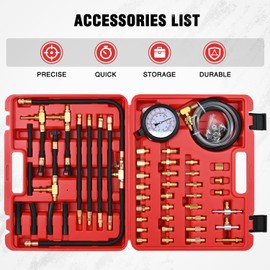 Nilight Fuel Pressure Tester Kit, 0-140 PSI Fuel Pressure Gauge with 9.49,7.89,6.30 Fuel Line Fittings, Master Fuel Injection Pressure Automotive Test Tool