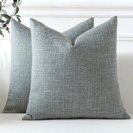 JOTOM Pack of 2 Dark Grey Linen Throw Pillow Covers 24x24 Inch Soft Soild Decorative Pillow Covers Square Pillowcase for Sofa Living Room Couch Bed 60x60 cm (Dark Grey)
