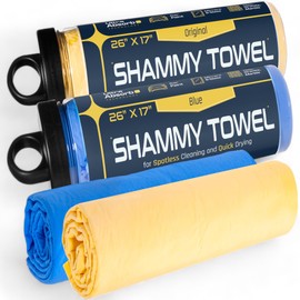 Premium Shammy Towel for Car - Large 2 Pack (26"x17") - Super Absorbent, Streak-Free, Lint-Free, Scratch-Free Cloth for Cars, Boats, Home - Reusable Synthetic PVA Chamois + Hanging Storage Tubes