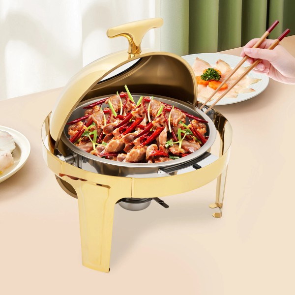 6 QT Round Chafing Dish Buffet Set with Thick Frame