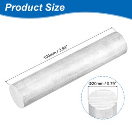sourcing map 1Pcs Zinc Rod, 99.995% High Purity Solid Zinc Bar 13/16"(20mm) Dia 4"(100mm) Length Zinc Metal Rod Anode Good Conductivity for Scientific Experiment Research DIY Craft