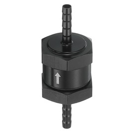 sourcing map 4mm (3/16") Fuel Check Valve, Non-Return One Way Hose Check Valve, Aluminum Alloy Control Accessories for Petrol, Diesel, Gas, Oil, Air, Water, Black
