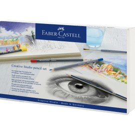 Faber-Castell 210009 Creative Studio Set 30 Pieces with Goldfaber Watercolour Pencils, Pencils Pitt Artist Pens and Accessories
