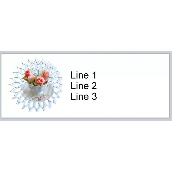 Premium Labels Personalized Address Labels Flowers in Tea Cup (JX