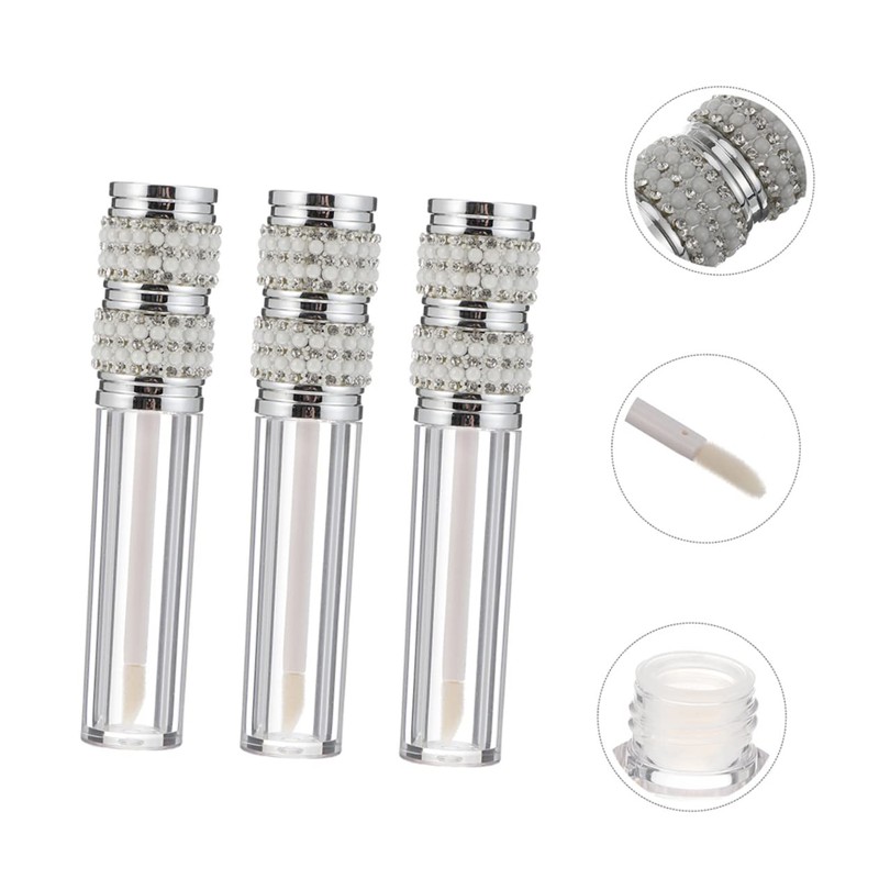 Healeved 5pcs Rhinestone Lip Gloss Holders Elegant Empty Lipstick Bottles