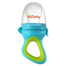 RaZbaby - Chupete alimentador de frutas congeladas/sólidos, juguete de mordedor infantil de 6 M+, bolsa de silicona sin BPA y pezón, introducen sólidos de forma segura, alivio de la dentición natural