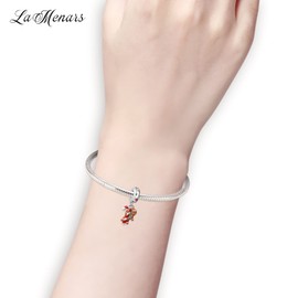 LaMenars Snowman and Christmas Hat Sterling Silver with Cubic Zirconia for Bracelets Charm Sparkling Christmas Tree Dangle Pendant Girl Beads Christmas Gifts