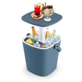 Costway 3-in-1 Outdoor Camping Cooler Bar Table Light weight Portable With Bottle Opener