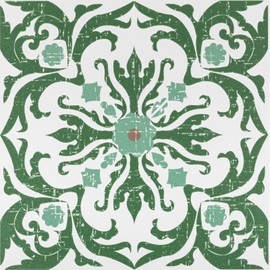 RomDeco Peel and Stick Floor Tile Waterproof: 11.81in *11.81in 20 Pcs Vinyl Flooring Self-Adhesive Green and White, Peel and Stick Flooring for Kitchen, Dining Room, Bedroom and Bathroom