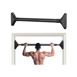 Pull Up Bar for Doorway, Chin Up Bar Upper Body Workout No Screw Installation for Home Gym Exercise Fitness with Level Meter and Adjustable Width, up to 440lbs (Black) - Colour: Black
