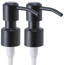 ALTGLAS Roma Soap Dispenser Pump Head - Double Pack Stainless Steel Pump Attachment with 22-24 mm Thread as Replacement Pump for Liquid Soap Dispenser (Black)