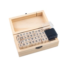 36 Pcs Small Wooden Rubber Stamps, Wooden Box Multipurpose Number Alphabet Letter Wood Rubber Stamp for Card Making, DIY Craft, Scrapbooking Supplie, etc