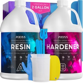 Epoxy Resin Mold Kit (2 Gallon) and Resin Art Supplies - 1:1 Easy Mix Crystal Clear Epoxy Resin Kit for Beginners by Pixiss - Resin Starter Kit for Casting Resin Art and Epoxy Resin Molds