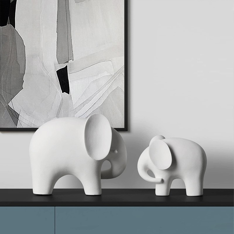 SXSZZXL Elephant Statue Decor Simple Ceramics Elephant Figurines Creative Home