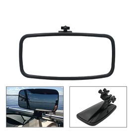 RCRBT 7"x13" Marine Boat Rearview Mirror Universal for Boat, Black, Shockproof Glass, Convex Lens, Windshield Mount