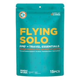 Be Smart Get Prepared Flying Solo PPE & Travel Essentials Kit - 15 Pieces - Designed for Home, Auto, Travel & Office - Compact & Portable