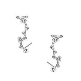 B Jewelry Collection Graceful Sparkler Crystal Ear Climber Cuff Earrings (Silver)