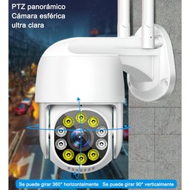 AXIDUN 2PCS Cámara de Seguridad Exterior WiFi Inalambrica HD 1080P，IP66,360°,con Visión Nocturna de Color con Audio Bidireccional, Detección de Movimiento con Alerta,Compatible con iOS y Android