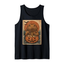 Funny Spooky Bearded Dragon Pumpkin Japanese Ramen Noodles Tank Top