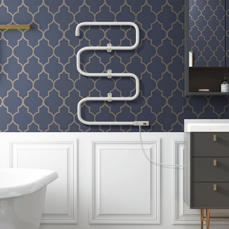 COSTWAY Heated Towel Warmer, Freestanding & Wall-Mounted 5-Bar Drying Rack