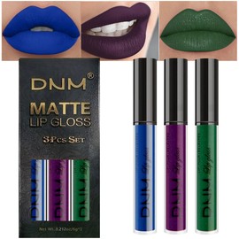 evpct DNM 3Pcs Dark Blue Emerald Green Purple Matte Liquid Lipstick Lip Stain Sets for Women Matte+Lipstick Long Lasting 24 hr Hours Magic Lipstick 24 Hours original Waterproof 21#