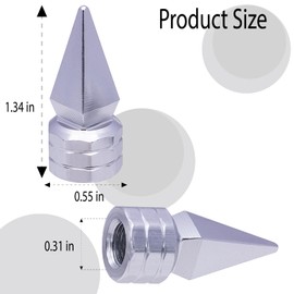 MEAJOO 8PCS Spiked Shape Tire Valve Stem Caps, Aluminum Alloy Spike Wheel Tire Valve Stem, Universal Dustproof Waterproof Air Caps for Cars, SUV, Trucks, Bikes, Motorcycles, Bicycles(Silver)