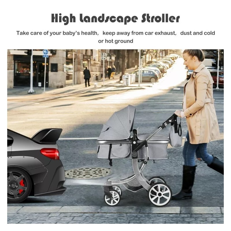 Costway 2-in-1 Foldable High Landscape Infant Stroller W/ Diaper Bag