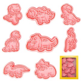 Dino Cookie Cutter, 8 Pieces Dinosaur Cookie Cutters, Plastic, Dinosaur Cookie Cutters, Children, 3D Cookie Cutters for DIY Fondant, Pastry