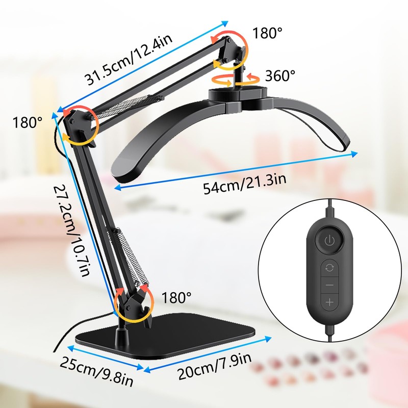 Smocraut Half Moon Light for Nail Desk, 2-in-1 Foldable Half
