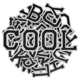 CLINTT 52Pcs Iron On Letters Patches, A - Z Letters, Great for Clothes, Dresses, Hats, Jeans, DIY Accessories - Black