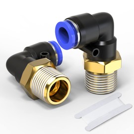 TAILONZ PNEUMATIC Male Elbow 8mm Tube OD x 1/4 Push to Connect BSP Thread Fitting PL8-02 (Pack of 10)